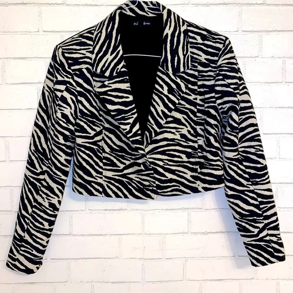 FOR LOVE & LEMONS $189 Josie Cropped Jacket in Zebra Small NWOT